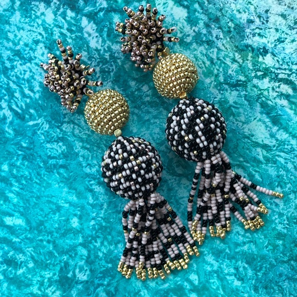 Jewelry - Beautifull beaded pom pom and tassel earrings